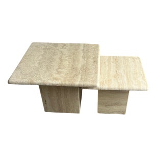 Vintage Travertine Nesting Tables, 1970s, Set of 2 For Sale