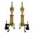 Set of 2 Antique Brass Fireplace Andirons by Bennett For Sale