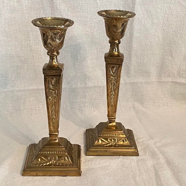 Castilian Brass Candlestick Holders - A Pair For Sale In Sacramento - Image 6 of 11