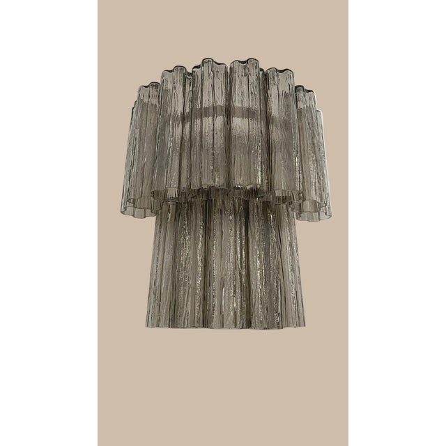 2020s Pair of Italian Murano Smoked Glass Tube Wall Sconces in Polished Nickel, 13 Tubes Each For Sale - Image 5 of 5