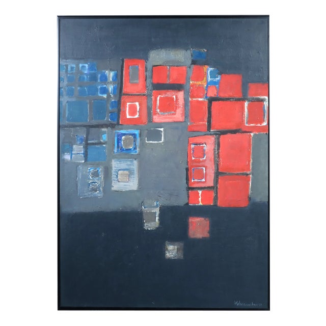 Piet Schoenmakers, Modernist Geometric Composition, 1959, Oil on Fiberboard For Sale