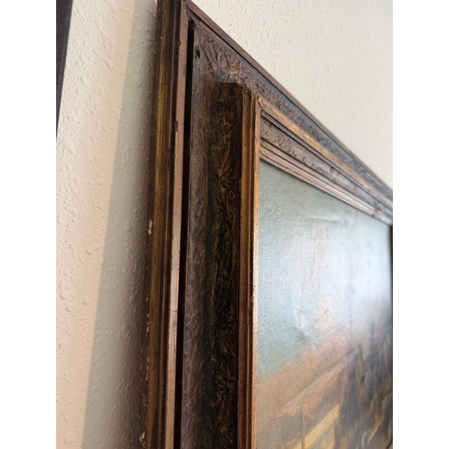 Antique European Romantic Lakeside Landscape With Windmill, Attr. To H. Volpini For Sale - Image 14 of 15
