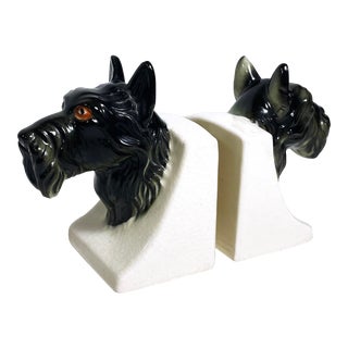 Ceramic Scottish Terrier Bookends For Sale