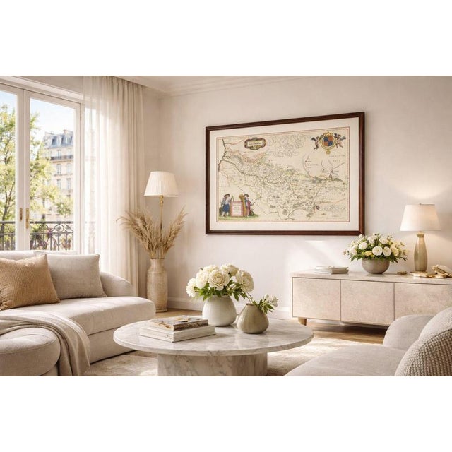 Map of Picardy with Costume Figures from Blaeu, France, 1642 For Sale - Image 3 of 12