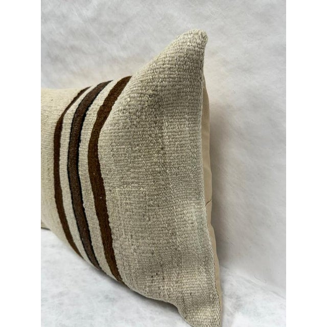 Contemporary Turkish Hemp Pillow Cushion Natural Beige Brown Black Pillow Cushion Cover 16" x 24" For Sale - Image 3 of 4