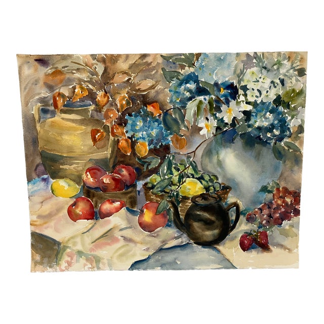 1950s Original Watercolor Signed Christine Pitman(559) For Sale