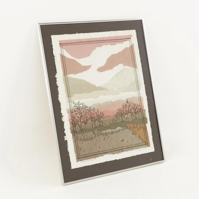 Brown M P Marion Mid Century Landscape Mixed Media Collage For Sale - Image 8 of 8
