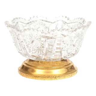 Crystal Fruit Bowl with Silver Finish For Sale