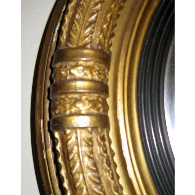 Brass 19th Century English Regency Gilded Wood Convex Bull's-Eye Mirror For Sale - Image 8 of 8