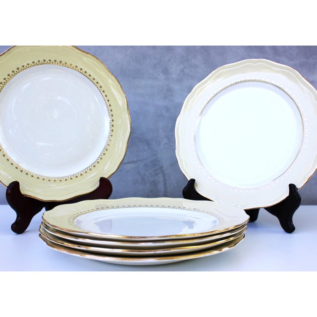 French Porcelain Gold Detailing Lamandinoise Dinner Service, 1970s, Set of 12 For Sale - Image 11 of 13