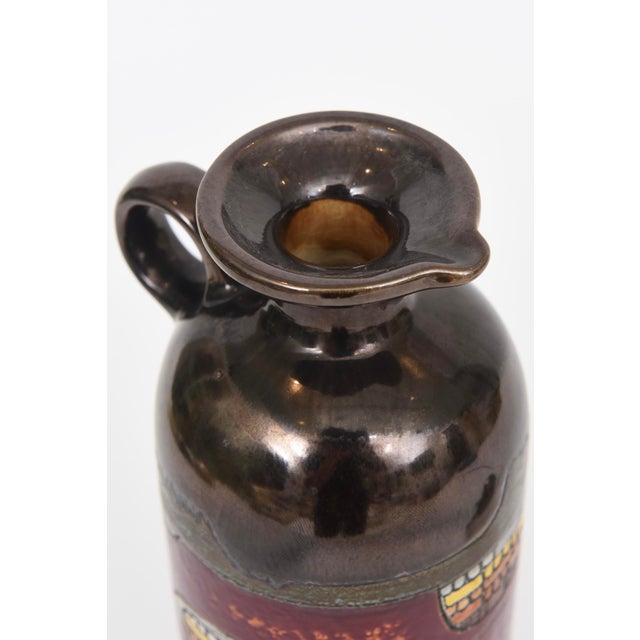 Brick Red Signed Glazed Ceramic Object Decanter by Vega Abstract For Sale - Image 8 of 12