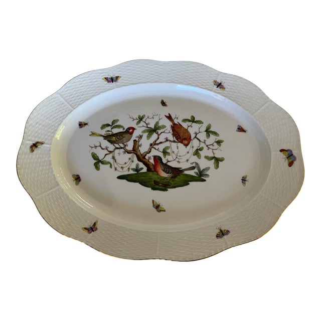 Herand Rothschild Bird 16" Oval Serving Platter Plate Porcelain 1101/Ro Made in Hungary For Sale