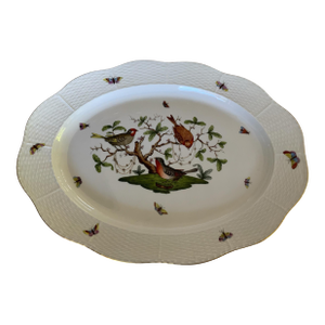 Herand Rothschild Bird 16" Oval Serving Platter Plate Porcelain 1101/Ro Made in Hungary