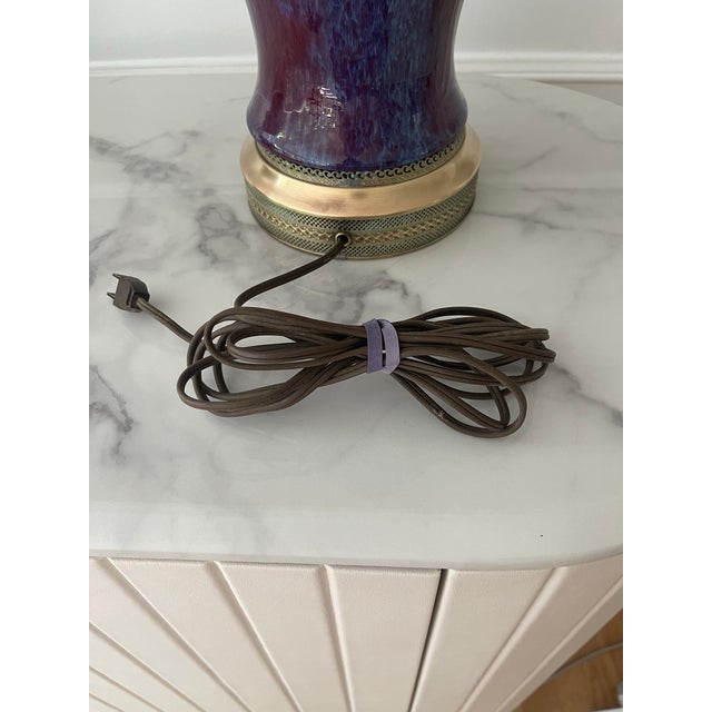 Vintage Art Mid Century Modern Drip Glaze Ceramic Lamp For Sale In New York - Image 6 of 11