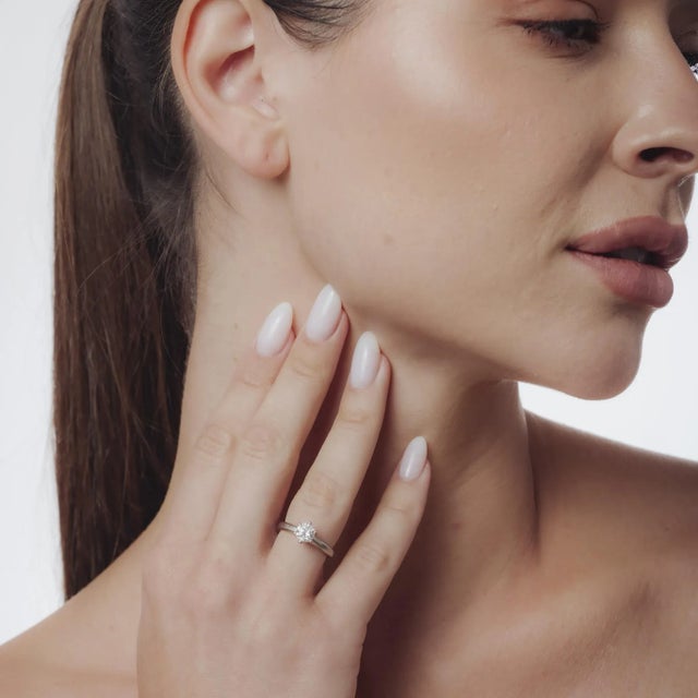 Mid Century Diamond Platinum Solitaire Engagement Ring, Size 5.25 For Sale - Image 4 of 7