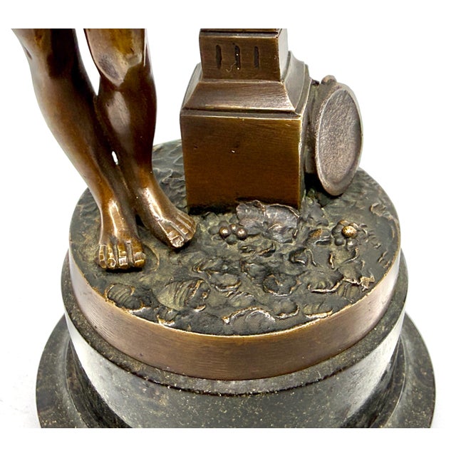 Black Early 20th Century Neo Classical Grand Tour Bronze of Nymph Giving Pan Water For Sale - Image 8 of 15