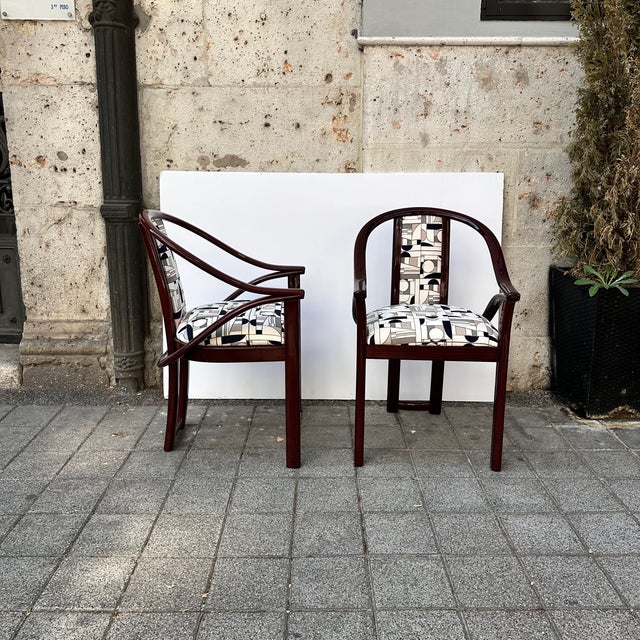 Black Art Deco Chairs in Upholstered in Euphoria Cubista from Misia Paris, France, 1970s, Set of 4 For Sale - Image 8 of 18