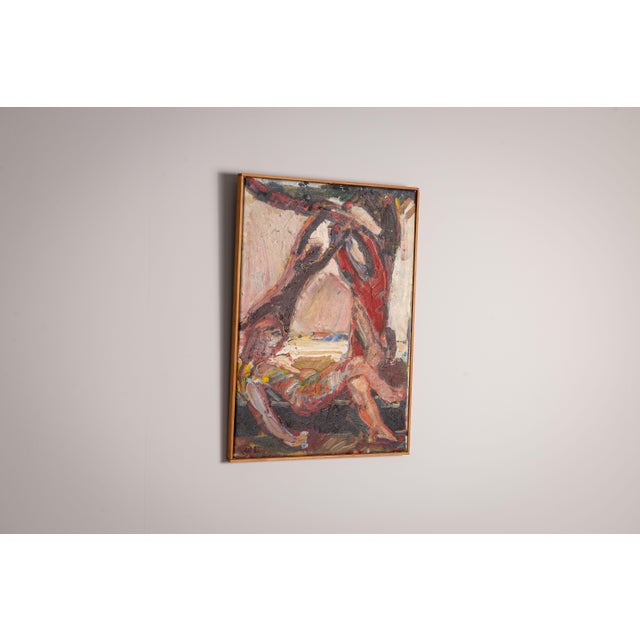 1980s People Resting by a Tree, 1983, Oil on Canvas For Sale - Image 5 of 12