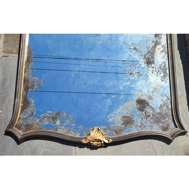 Gold Oversized Antique Italian Renaissance Style Parcel Gilt & Carved Wall Mirror For Sale - Image 8 of 12