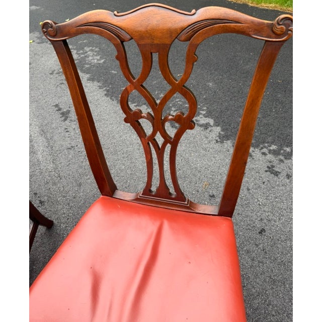 Set of 6 Mid 20th Century Mahogany Chippendale Style Dining Chairs For Sale In Boston - Image 6 of 9
