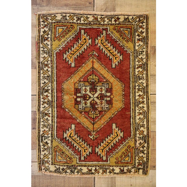 Red Vintage Turkish Yastik Rug - 01'08 X 02'05 For Sale - Image 8 of 8