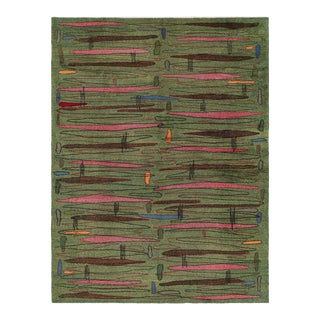 Vintage Zeki Müren Rug, Bold Modernist Geometric Patterns in Green - Rug & Kilim For Sale
