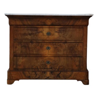 19th Century Louis Philippe Chest With White Marble Top For Sale