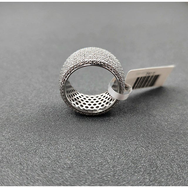 4.84 Ct Pave Diamond Eternity Band Size 6 For Sale - Image 4 of 9