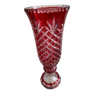 Vintage Bohemian Crystal Vase For Sale