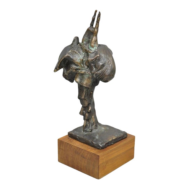 Vintage Elbert Weinberg "Scroll" Bronze Brutalist Abstract Sculpture Figure For Sale