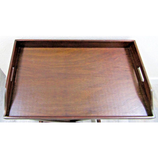 Mid 20th Century Vintage English Butler's Mahogany Tray Table With Folding Stand For Sale - Image 4 of 18