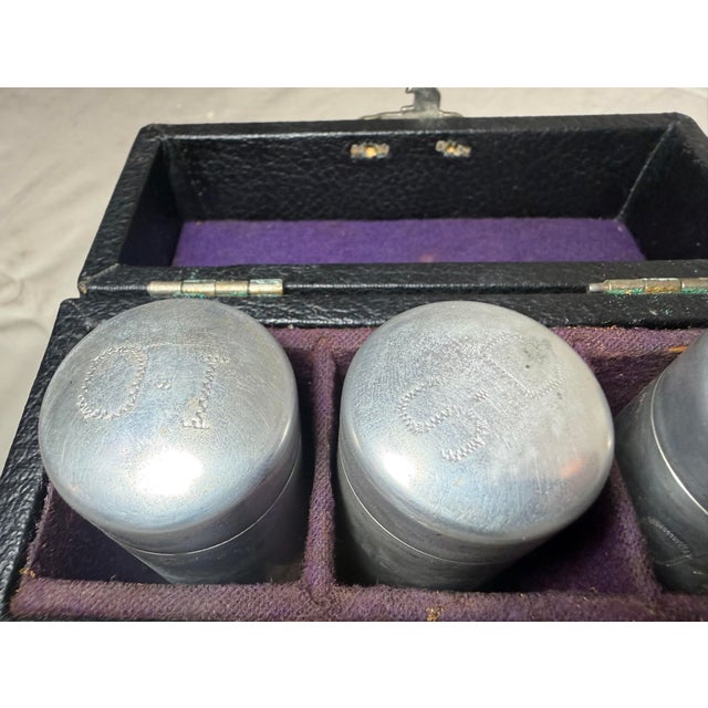 1910s Pair of 3 Antique Religious Catholic Holy Oils Box in Hard Case: o.i, o.c, s.c For Sale - Image 5 of 12