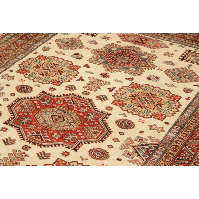 Beige Rustic Super Kazak Beige/Rust Wool Rug - 5'6'' X 8'0'' For Sale - Image 8 of 8