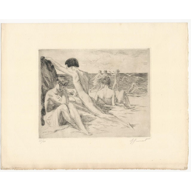 Raphaël Drouart (1884 1972) Devant la Mer (Before the Sea) Original Etching on Paper 1920s Size (overall): 258 x 328 mm...