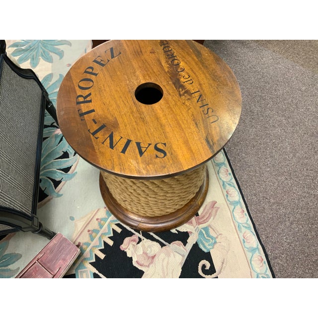 Wood Contemporary Mango Wood Spool Table For Sale - Image 7 of 8