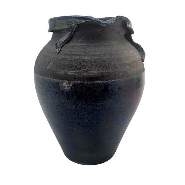 Sculptural Studio Pottery Vessel, Hand Thrown Stoneware With Organic Rim, 9" For Sale In San Francisco - Image 6 of 11