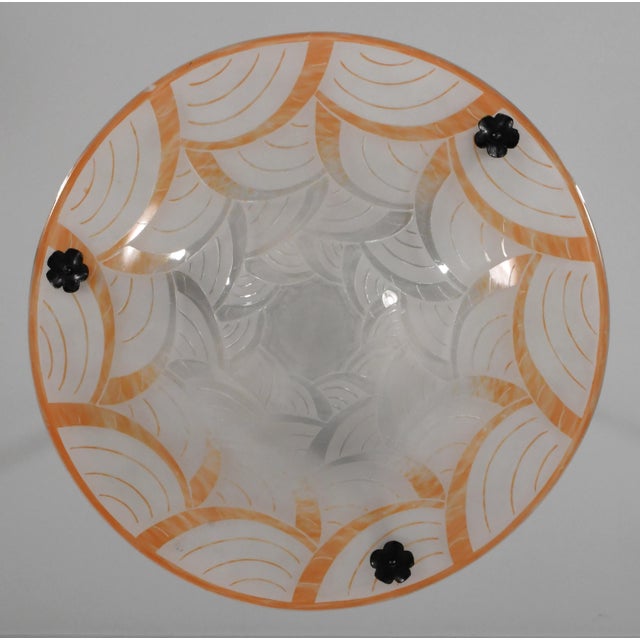 1930s Le Verre Francais Schneider Large French Art Deco Pendant Light For Sale - Image 9 of 14
