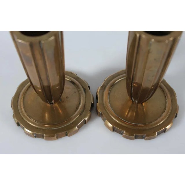 Danish Art Deco Fluted Candlesticks in Bronze, Denmark, 1930s-1950s, Set of 2 For Sale - Image 3 of 7