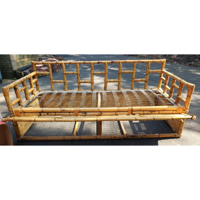 1960s Vintage Bamboo Sofa With Gated Underneath Storage Area For Sale - Image 12 of 13