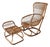 Set of Mid-Century Modern Italian Rattan B4 Armchair and Ottoman from Tito Agnoli, 1950s For Sale