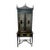 Vintage Pagoda Black Chinoiserie Glass Front Storage Curio Cabinet For Sale