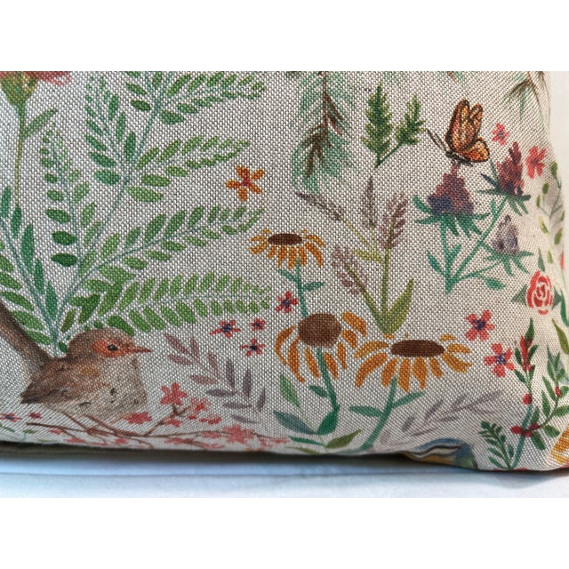 English Large Bolster Pillow Decorated With an Aesthetic Movement Inspired Pattern Made Up of Birds, Butterflies and Vibrant Florals - Made in the U K For Sale - Image 3 of 12