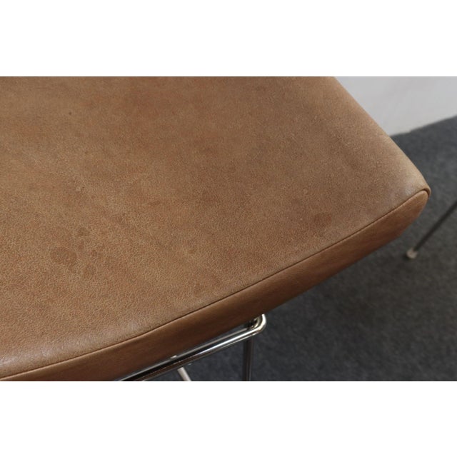 Set of Four Brazilian Leather and Stainless Steel Bar Stools by Fernando Jaeger For Sale - Image 14 of 18