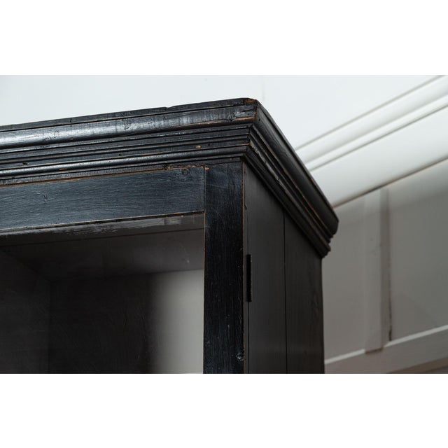 19th Century English Ebonised Pine Breakfront Housekeepers Cabinet For Sale - Image 4 of 14