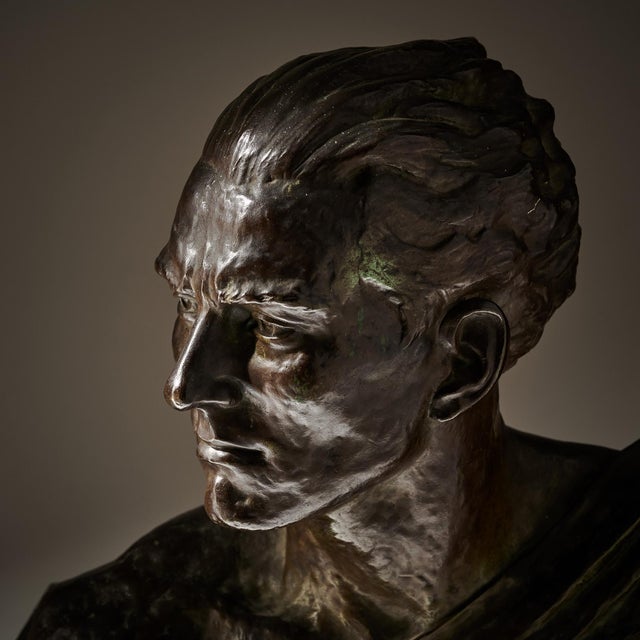 French French Vintage Bronze Jean Mermoz Bust by Charles Ruchot For Sale - Image 3 of 9