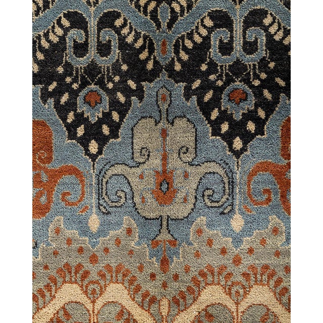 Traditional Ikat, One-of-a-Kind Hand-Knotted Area Rug - Gray, 9' 1" x 12' 3" For Sale - Image 3 of 8