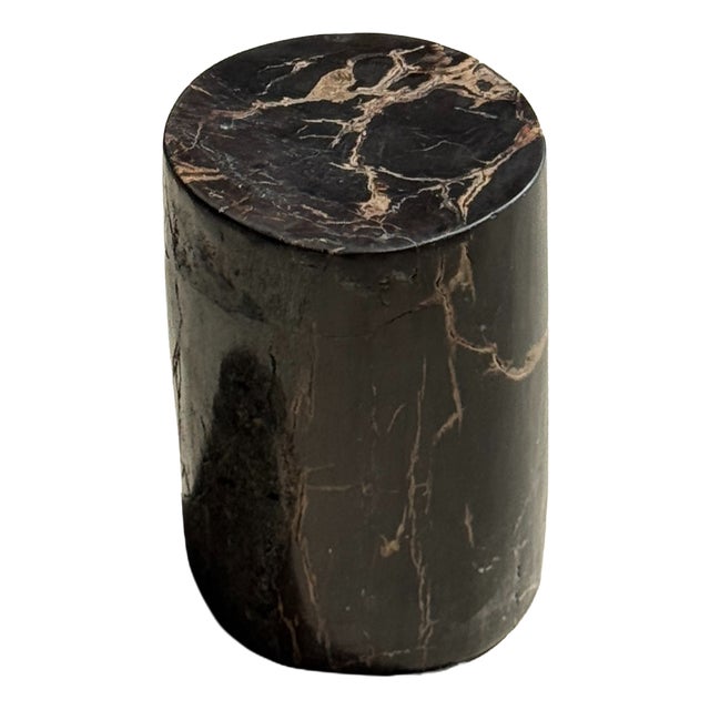 Small Side Table in Black Petrified Wood with Beige Streaks and Grey Sides, 1980s For Sale
