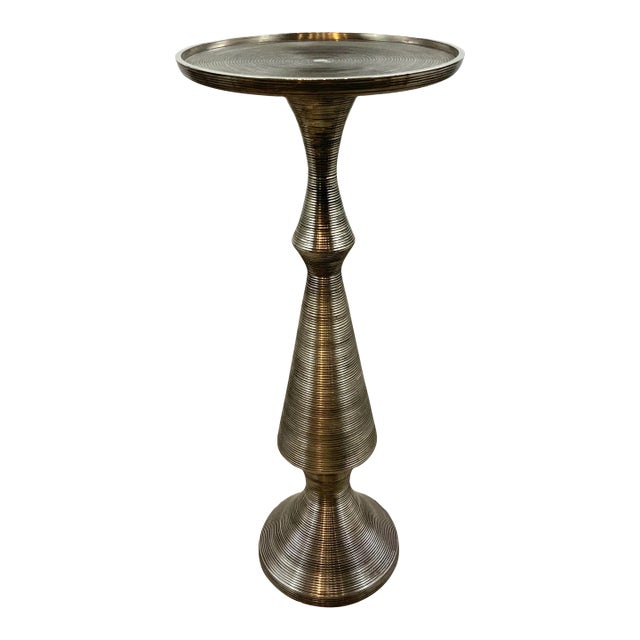 Currey & Co. Modern Silver Finished Round Drink Table For Sale