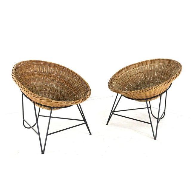 Mid-Century Modern Wicker Basket Armchair in the style of Matthieu Matégot For Sale - Image 18 of 18