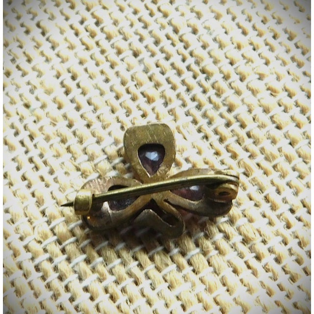 Antique Amethyst and Crystal Clover Pin For Sale - Image 4 of 11